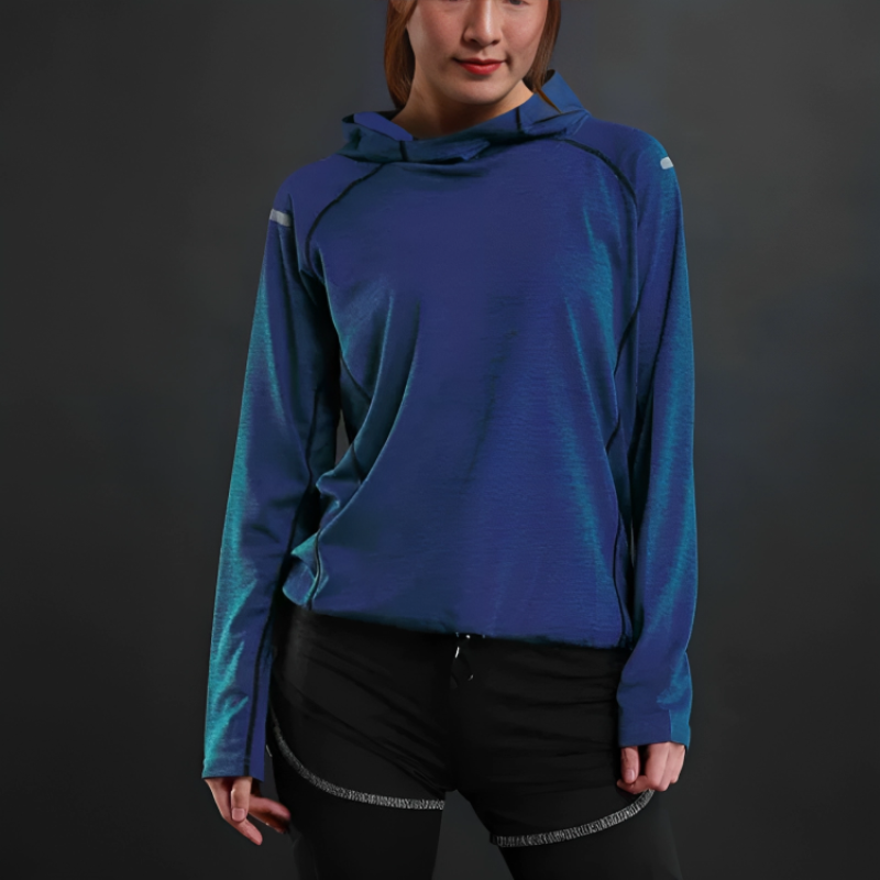 Sportowa bluza damska z cienkiego materiału z kapturem