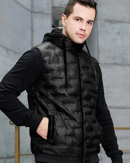 Kamizelka męska ze śliskiego materiału z kapturem