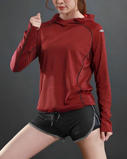 Sportowa bluza damska z cienkiego materiału z kapturem