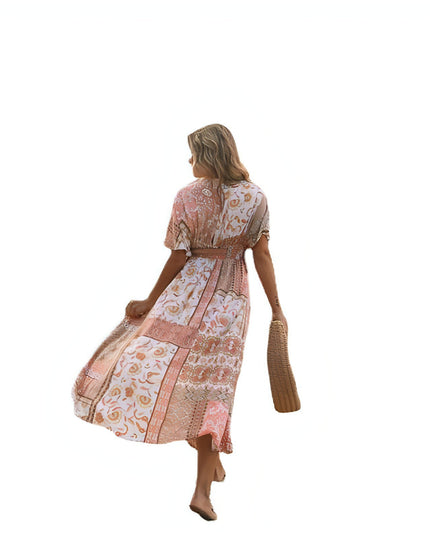 Wiosenna printing sukienka women