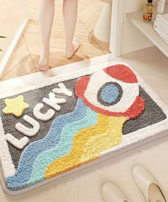 Mata łazienkowa z motywem kolorowej rakiety