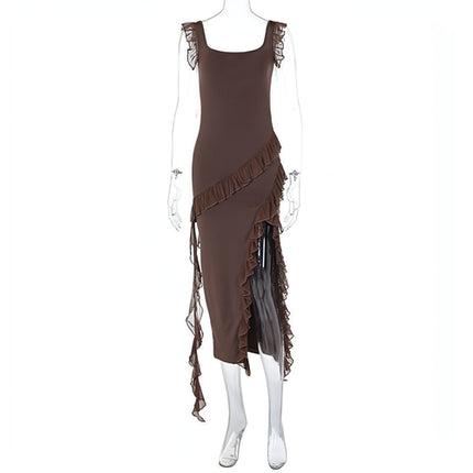 Female letnia fashionable stringy selvedge stitching temperament sukienka