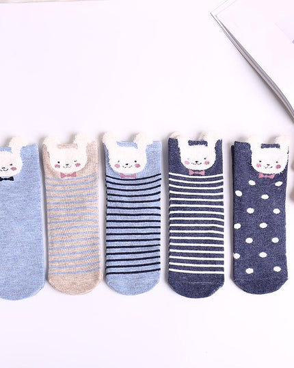 Skarpetki damskie krótkie zestaw 5 kolorowych par