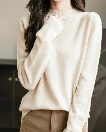 Damski sweter dziergany z wełny merino