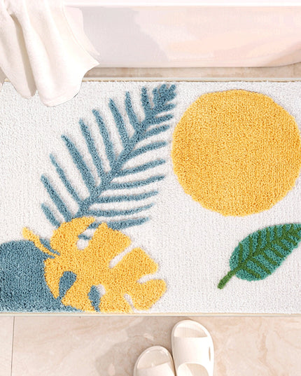 Mata łazienkowa z motywem liści