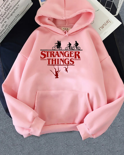 Stranger things print pullover bluza z kapturem fleece kurtka bluza z kapturem