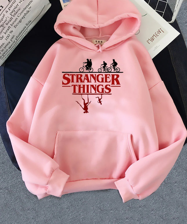 Stranger things print pullover bluza z kapturem fleece kurtka bluza z kapturem