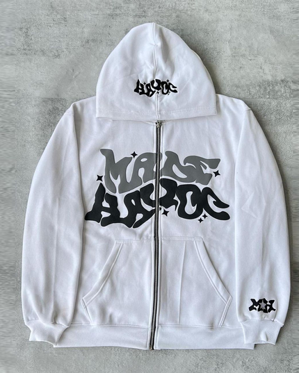 Męska bluza rozpinana z modnym nadrukiem