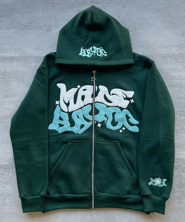 Męska bluza rozpinana z modnym nadrukiem