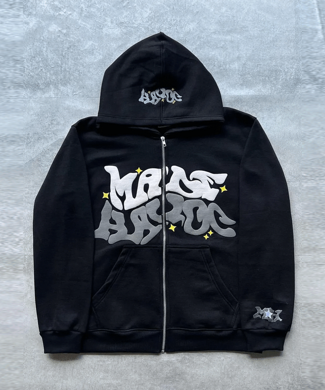 Męska bluza rozpinana z modnym nadrukiem