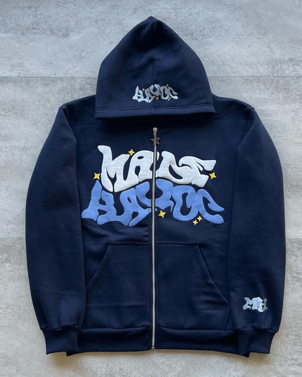 Męska bluza rozpinana z modnym nadrukiem