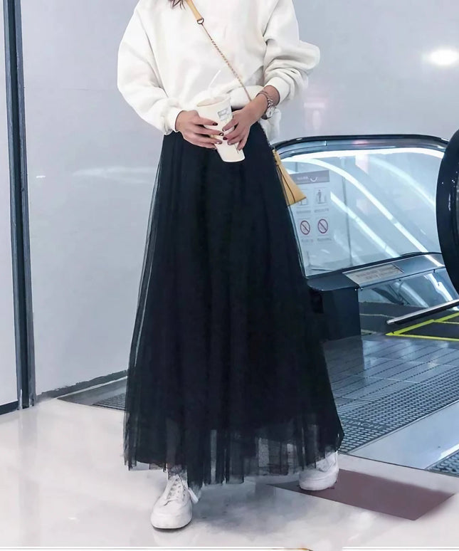 Tiulowa spódnica maxi