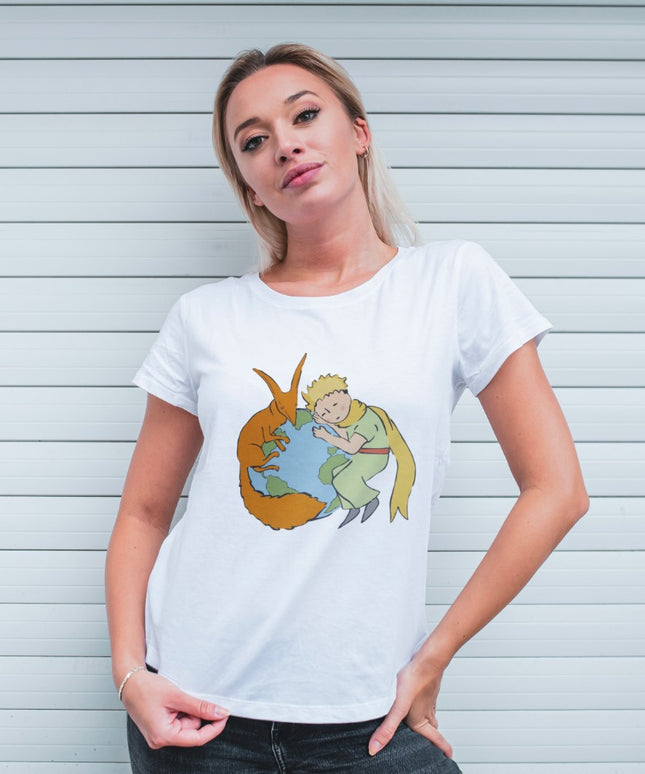 Damski T-shirt z motywem Małego Księcia i przyjaciela