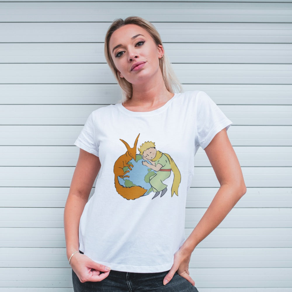 Damski T-shirt z motywem Małego Księcia i przyjaciela