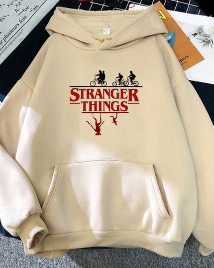 Stranger things print pullover bluza z kapturem fleece kurtka bluza z kapturem