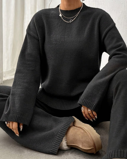 Komplet damski dzianinowy z długim rękawem