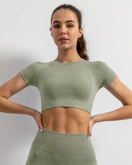 Sportowy top damski melanżowy z krótkim rękawem