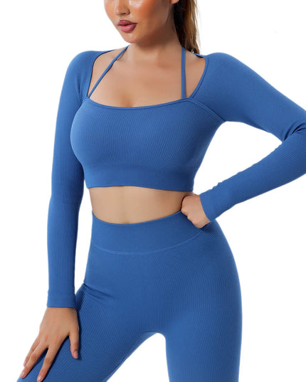 Sportowy top damski z długim rękawem i dodatkowymi ramiączkami