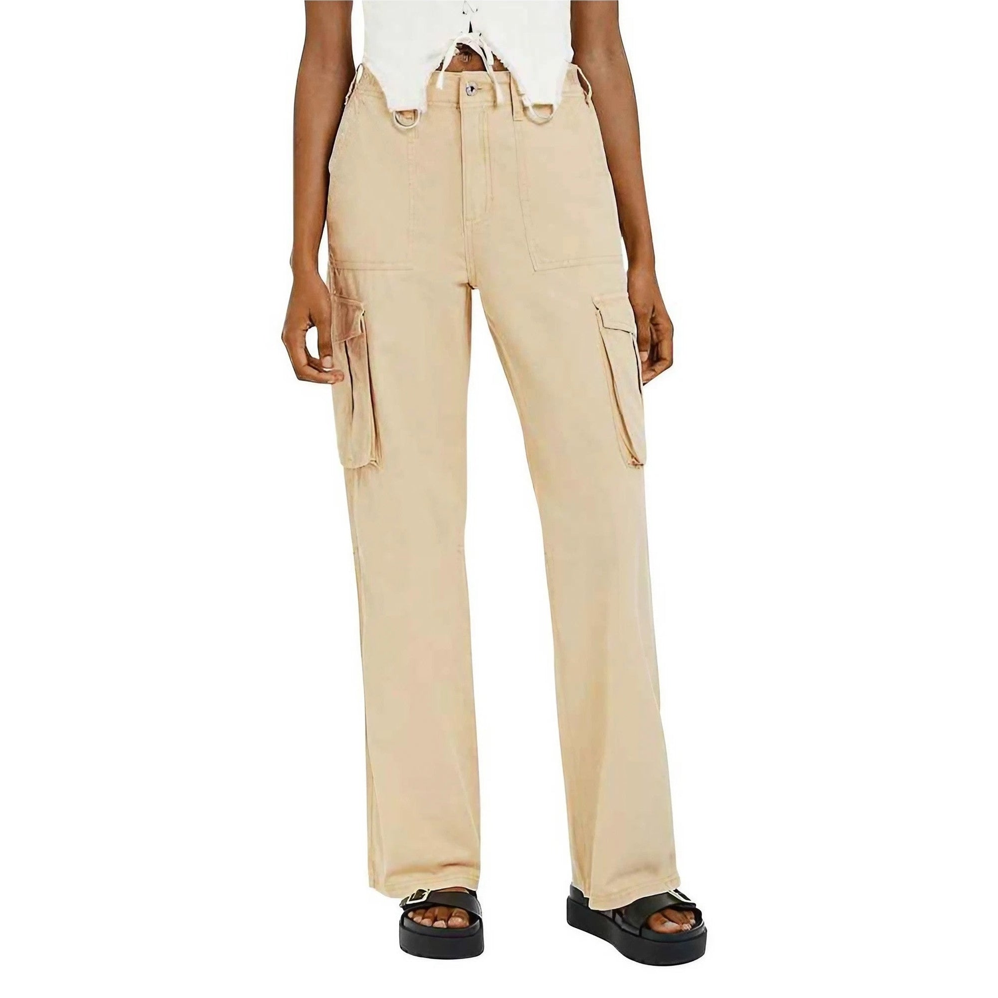 Damskie spodnie cargo z regulowanym pasem