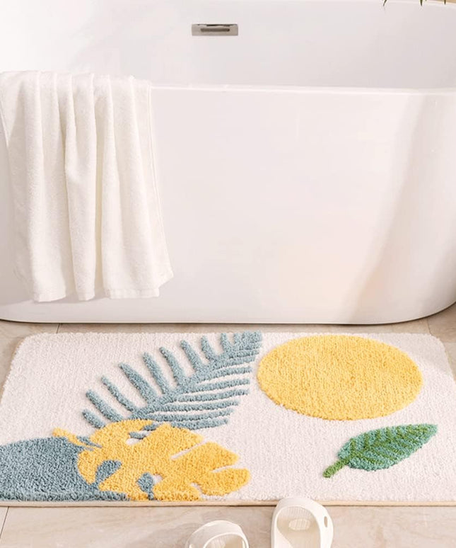 Mata łazienkowa z motywem liści