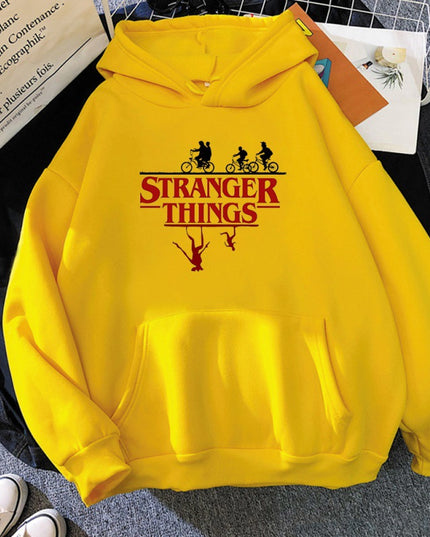 Stranger things print pullover bluza z kapturem fleece kurtka bluza z kapturem