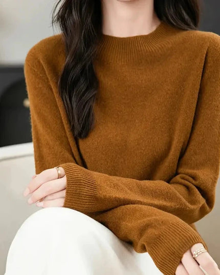 Damski sweter dziergany z wełny merino