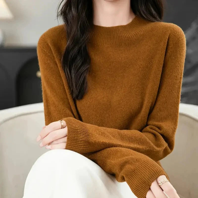Damski sweter dziergany z wełny merino
