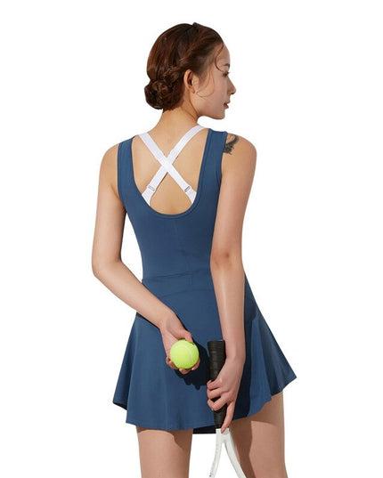 Yoga gym u z odkrytymi plecami women sukienka anti-exposure sport suit kombinezon tracksuit tennis running sportswear wo