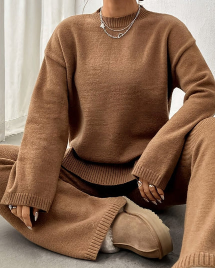 Komplet damski dzianinowy z długim rękawem