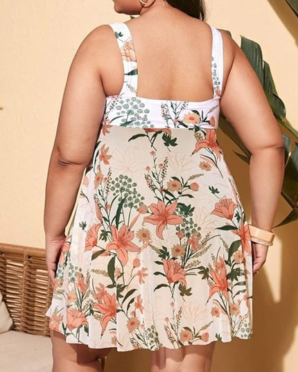 Jednoczęściowy strój kąpielowy plus size z wbudowaną narzutką