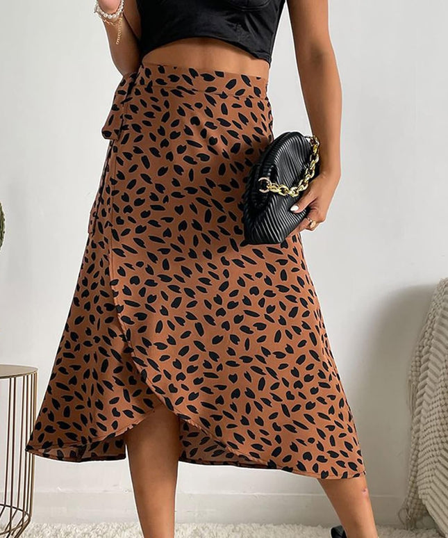 Spódnica midi w stylu boho wiązana w pasie