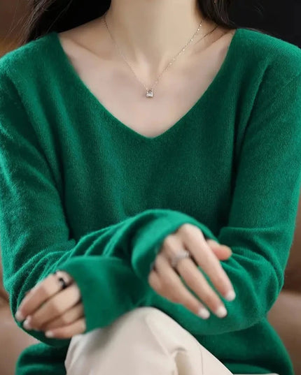 Damski sweter dziergany ze 100% wełny