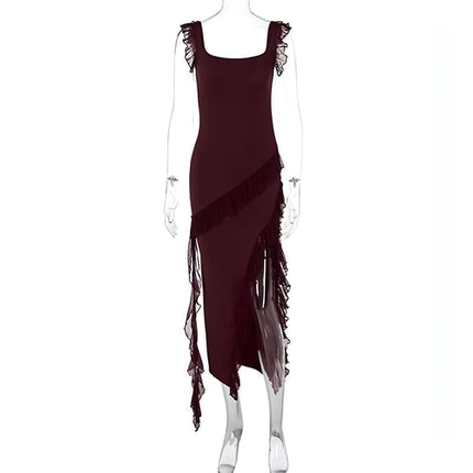 Female letnia fashionable stringy selvedge stitching temperament sukienka