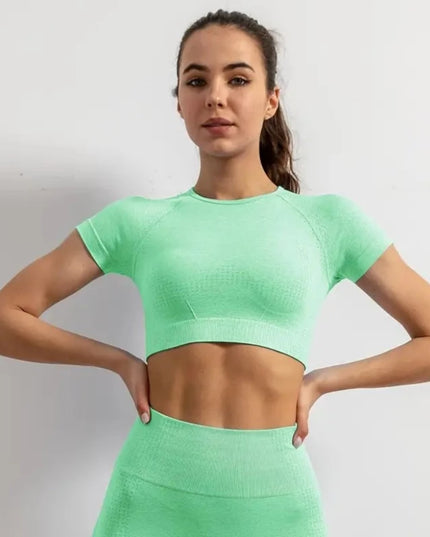 Sportowy top damski melanżowy z krótkim rękawem