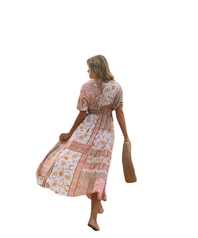 Wiosenna printing sukienka women