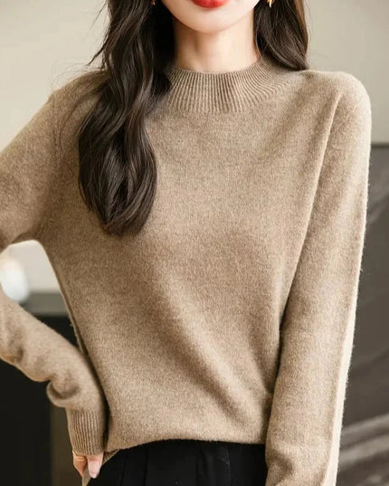 Damski sweter dziergany z wełny merino