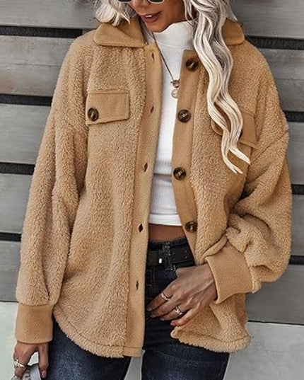 Damska kurtka przejściowa zapinana na guziki z polarowego materiału