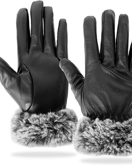 Rękawiczki damskie z ozdobnym futerkiem