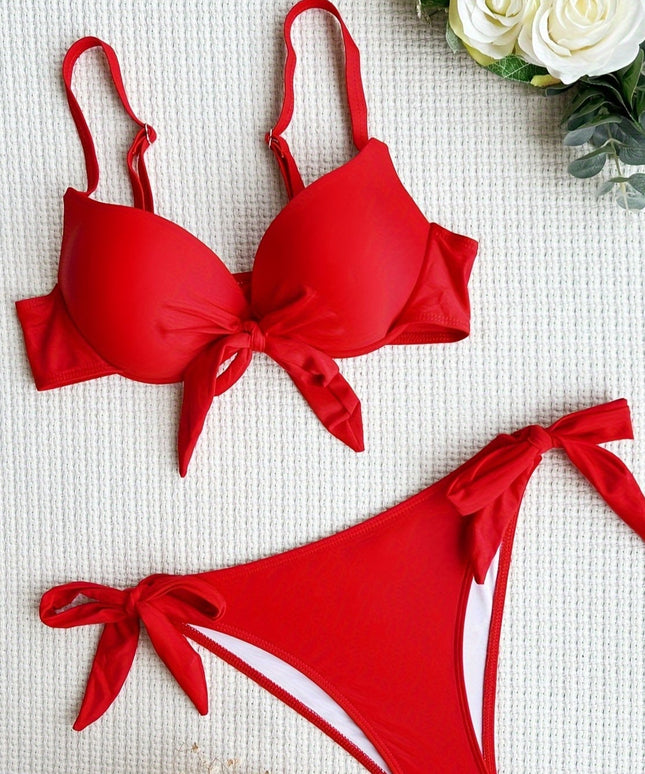 Dwuczęściowy strój kąpielowy bikini z wiązaniem