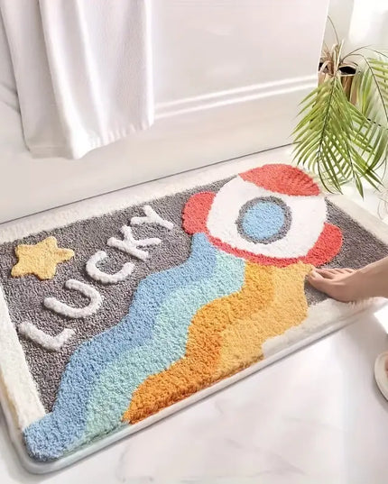 Mata łazienkowa z motywem kolorowej rakiety