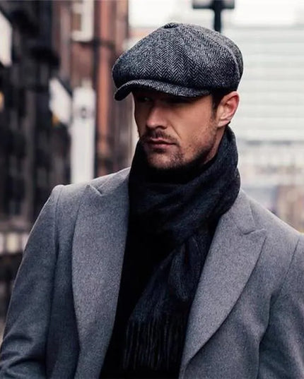 Czapka męska w stylu beretu z krótkim daszkiem