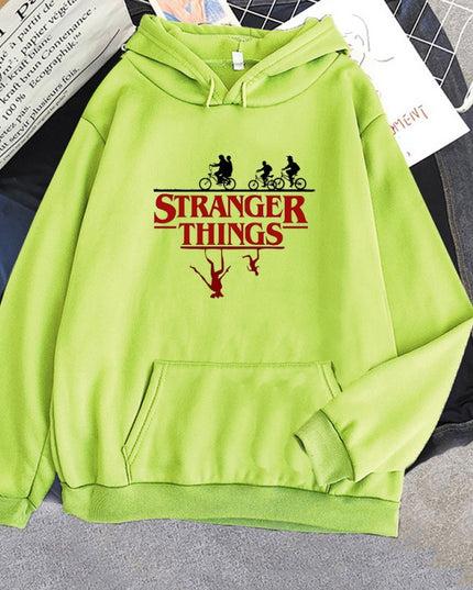 Stranger things print pullover bluza z kapturem fleece kurtka bluza z kapturem