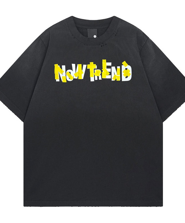 Luźny T-shirt z nadrukiem dla mężczyzn
