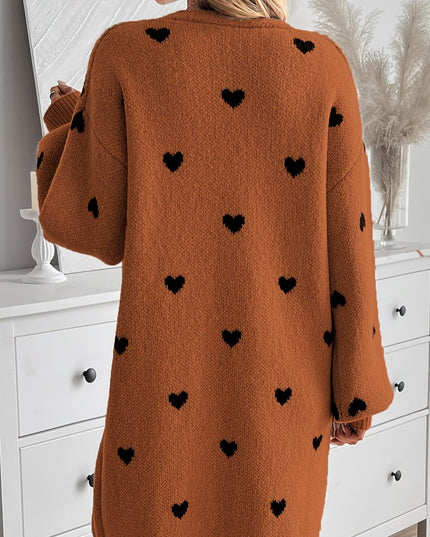 Damski sweter typu kardigan w serduszka