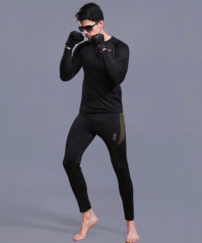 Sportowy komplet męski termiczny z legginsami i koszulką