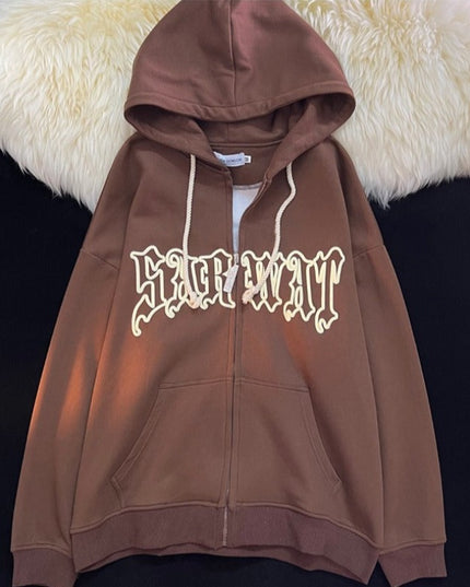 Damska bluza rozpinana z gotyckim napisem