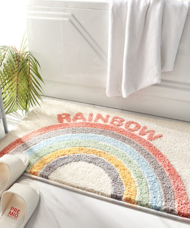 Mata łazienkowa z motywem tęczy