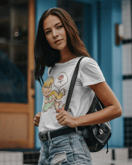 Damski T-shirt z rysunkowym motywem Małego Księcia