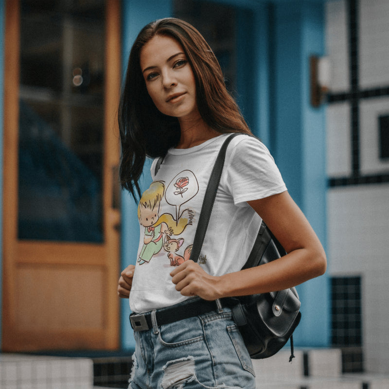 Damski T-shirt z rysunkowym motywem Małego Księcia