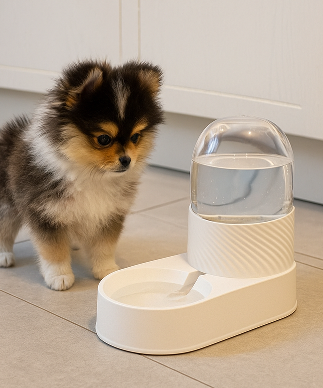 Automatyczne poidełko dla psa o zaokrąglonym kształcie